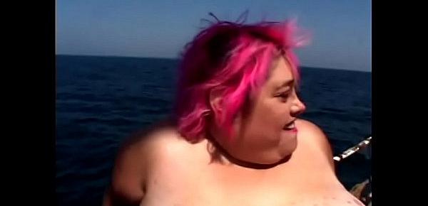  Redhead BBW SinDee Williams gets drilled doggy style on a boat